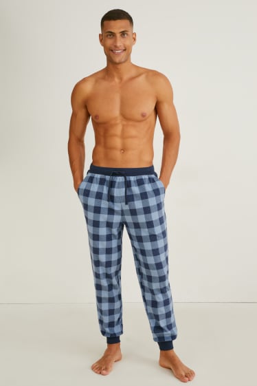 Hombre - Pantalón de pijama - de cuadros - azul / azul oscuro