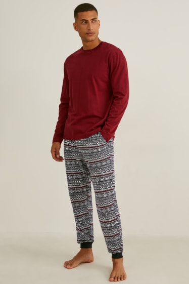 Herren - Pyjama - schwarz / rot