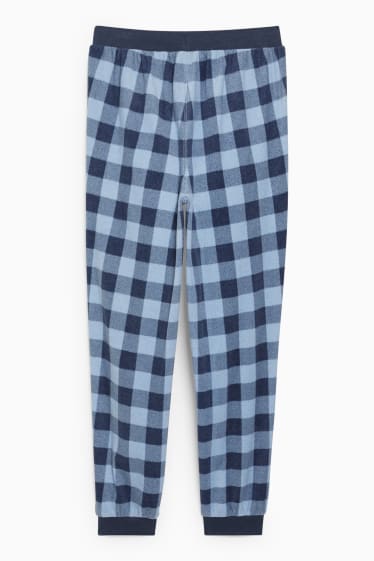 Heren - Pyjamabroek - geruit - blauw / donkerblauw