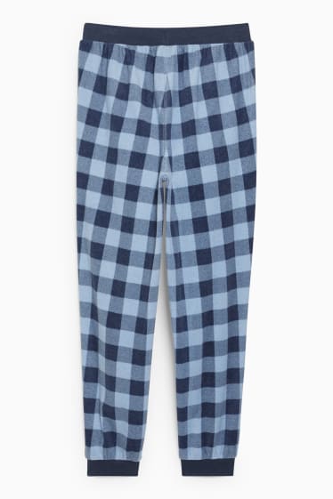 Herren - Pyjamahose - kariert - blau / dunkelblau