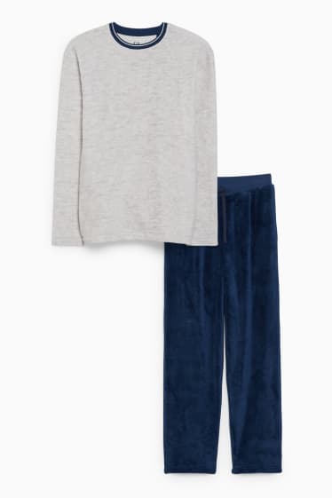Hommes - Pyjama d'hiver - gris / bleu foncé