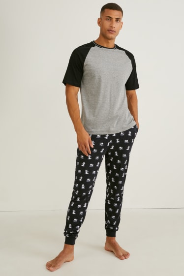 Herren - Pyjama - schwarz / grau