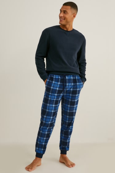 Heren - Pyjama van fleece - blauw / donkerblauw