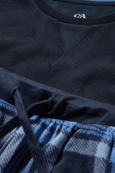 Heren - Pyjama van fleece - blauw / donkerblauw