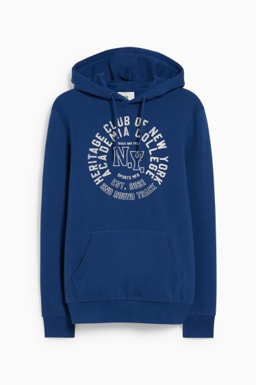 Uomo - Felpa con cappuccio - blu