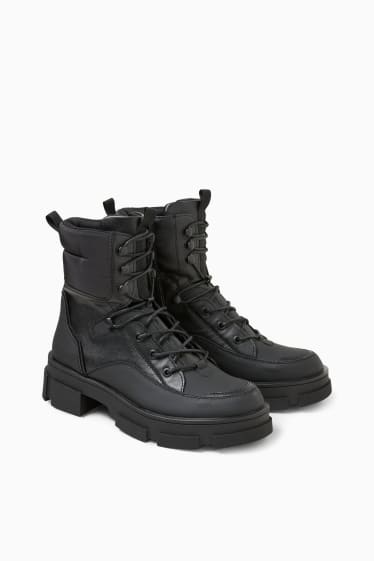 Damen - Boots - Lederimitat - schwarz