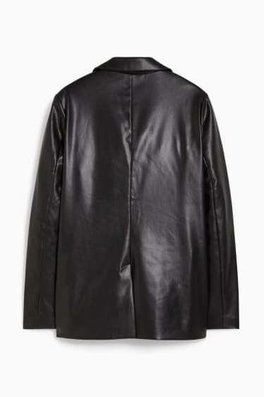 Damen - CLOCKHOUSE - Blazer - Relaxed Fit - Lederimitat - schwarz