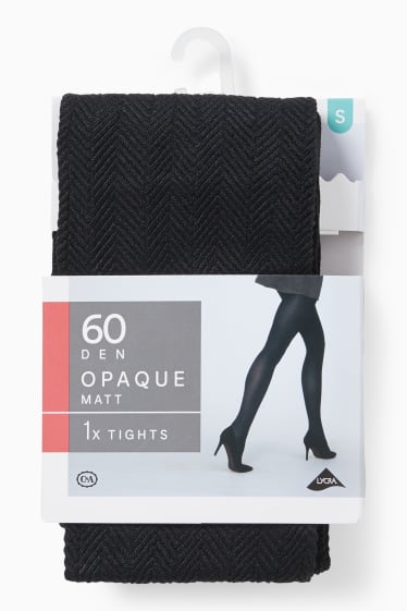 Dames - Panty - LYCRA® - 60 DEN - ondoorzichtig - met patroon - zwart