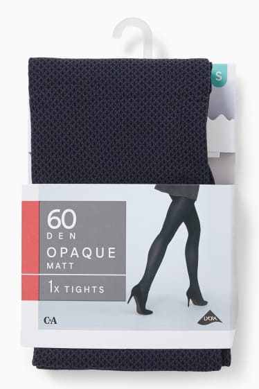 Donna - Collant fini - LYCRA® - 60 DEN coprenti - fantasia - blu scuro