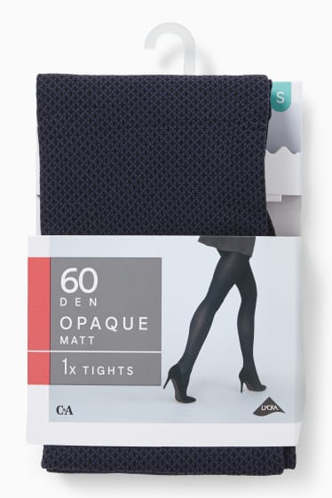 Femmes - Collants fins - LYCRA® - 60 DEN - opaque - à motif - bleu foncé