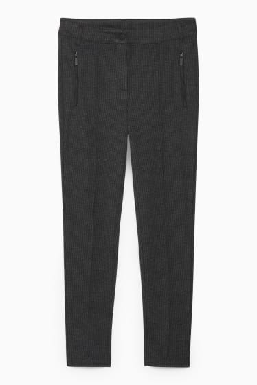 Femei - Pantaloni - talie medie - slim fit - în carouri - gri închis melanj