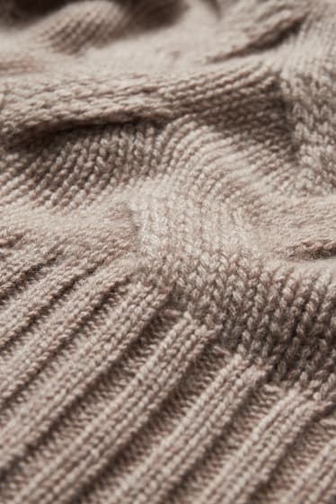 Women - Cashmere jumper - cable knit pattern - taupe