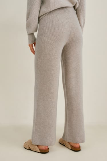 Femmes - Pantalon en cachemire - beige chiné