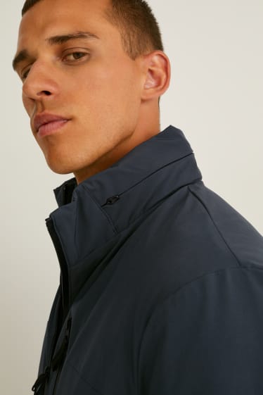 Men - Outdoor jacket with hood - water-repellent - dark blue