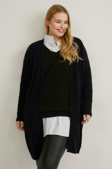 Femei - Cardigan tricotat din cașmir - negru
