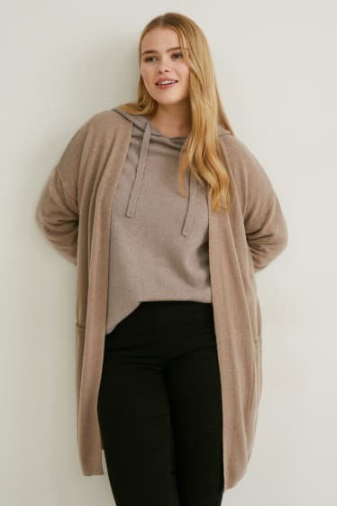 Damen - Kaschmir-Strickjacke - taupe