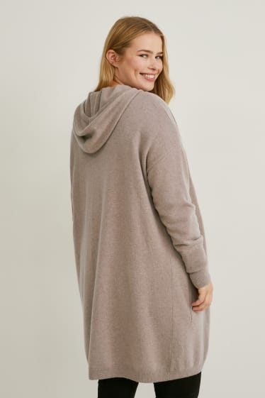 Dames - Gebreid vest van kasjmier - taupe