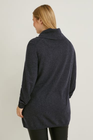 Women - Cashmere polo neck jumper - anthracite