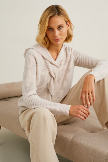 Femmes - Pull en cachemire - beige chiné