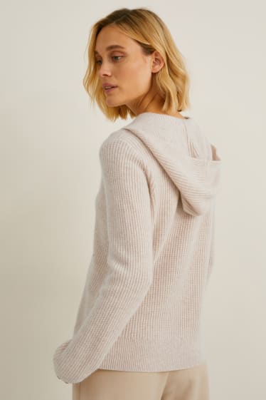 Kobiety - Sweter kaszmirowy - beżowy-melanż