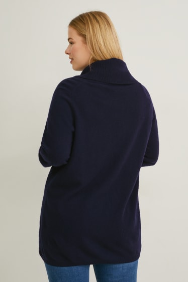 Women - Cashmere polo neck jumper - dark blue