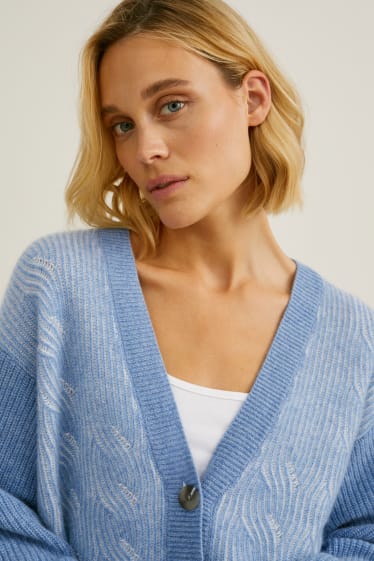 Femmes - Gilet de maille en cachemire - bleu chiné