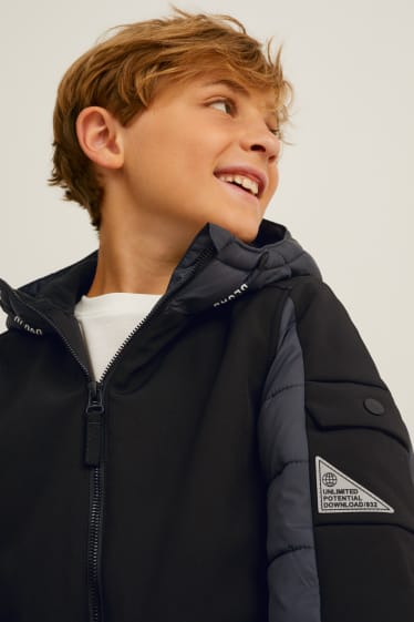 Dětské - Funkční bunda s kapucí  - černá/šedá