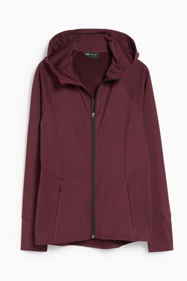 Women - Technical jacket with hood - fitness - 4 Way Stretch - bordeaux