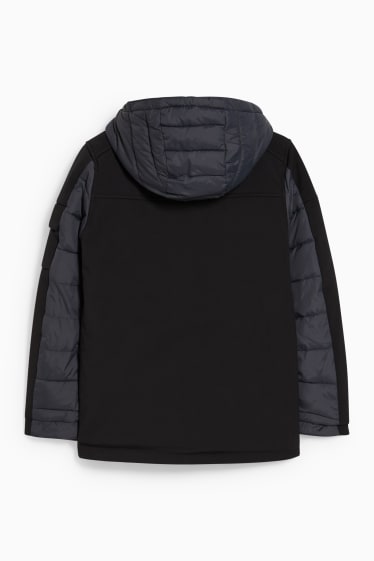 Kinder Buben - Funktionsjacke mit Kapuze - schwarz / grau