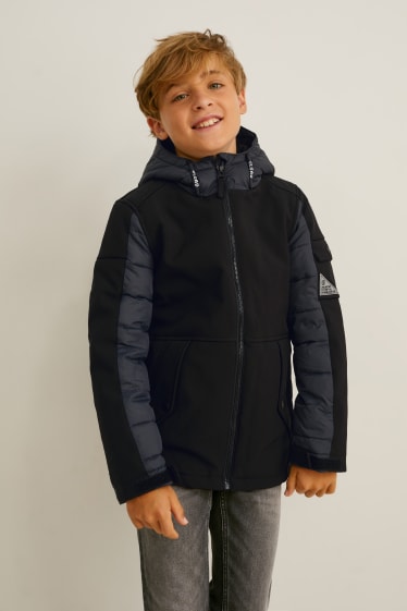 Niños - Chaqueta funcional con capucha  - negro / gris