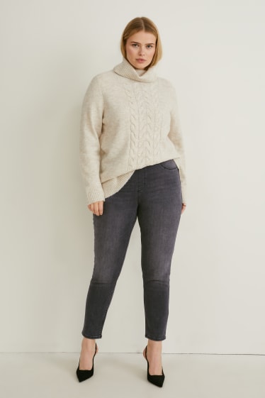 Femei - Jegging jeans - talie medie - skinny fit - efect push-up - denim-gri închis