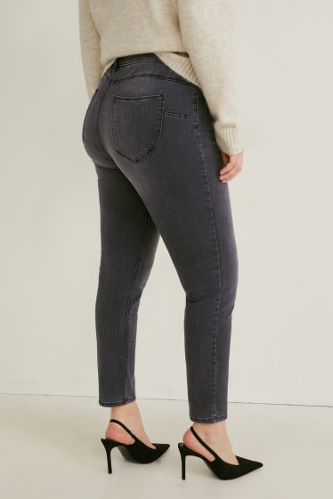 Femei - Jegging jeans - talie medie - skinny fit - efect push-up - denim-gri închis