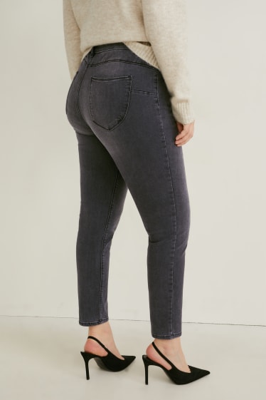 Donna - Jegging jeans - vita media - skinny fit - effetto push-up - jeans grigio scuro