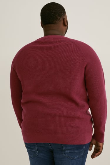 Mężczyźni - Sweter - bordowy