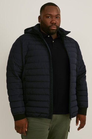 Herren - Steppjacke mit Kapuze - recycelt - schwarz