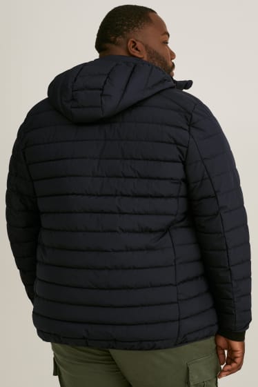 Men - Quilted jacket with hood - recycled - black