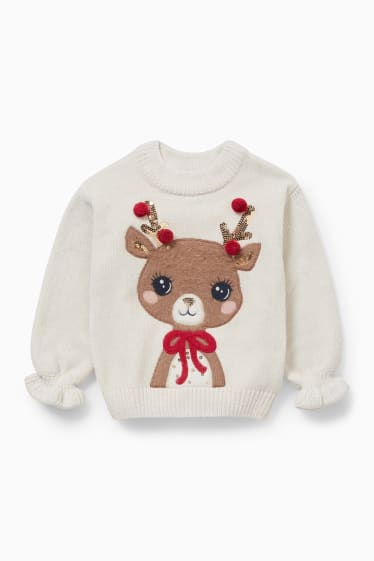 Kinder - Weihnachts-Chenille-Pullover - cremeweiß
