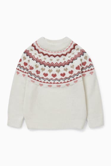 Kinder Mädchen - Chenille-Pullover - cremeweiß