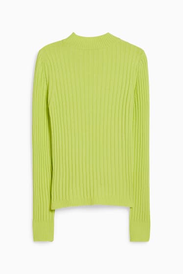 Kobiety - Sweter - wzór w warkocze - jasnozielony