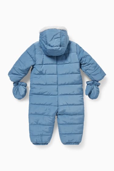 Niemowlęta - Zimowy kombinezon niemowlęcy z kapturem - niebieski