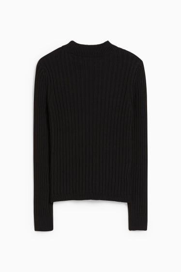 Kobiety - Sweter - wzór w warkocze - czarny