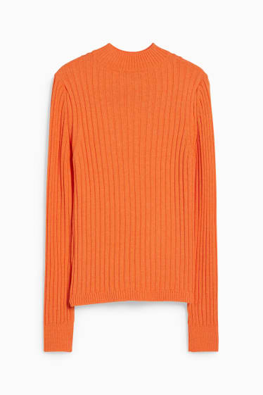 Kobiety - Sweter - wzór w warkocze - ciemnopomarańczowy