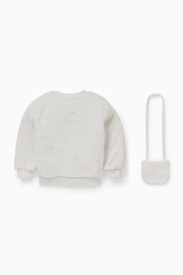 Kinderen - Hello Kitty - set - sweatshirt van teddybont en tas van fleece - crème wit