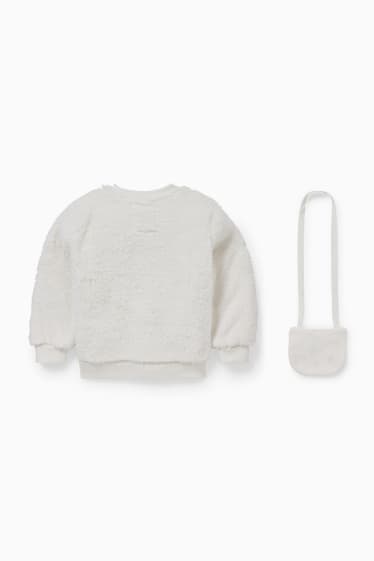 Enfants - Hello Kitty - ensemble - sweat en peluche et poche en peluche - blanc crème