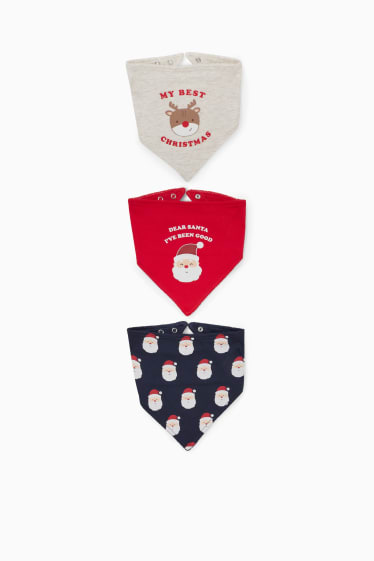 Babys - Set van 3 - baby-bandana voor de kerst - rood / donkerblauw