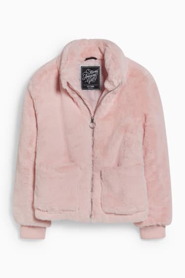 Kinder Mädchen - Kunstfell-Jacke - rosa