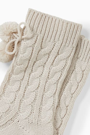 Women - Socks - cable knit pattern - beige