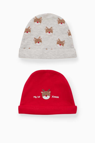 Babys - Multipack 2er - Baby-Weihnachts-Mütze - rot