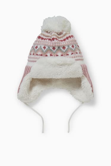 Babies - Knitted baby hat - white / rose