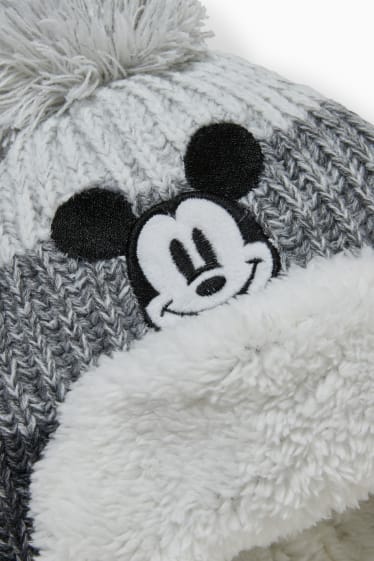 Bébés - Mickey Mouse - bonnet de maille pour bébé - gris clair chiné